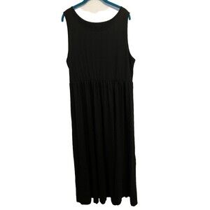 Women's Black Tank Dress XXL Casual Sleeveless Long Loose Maxi  Beach Sundress